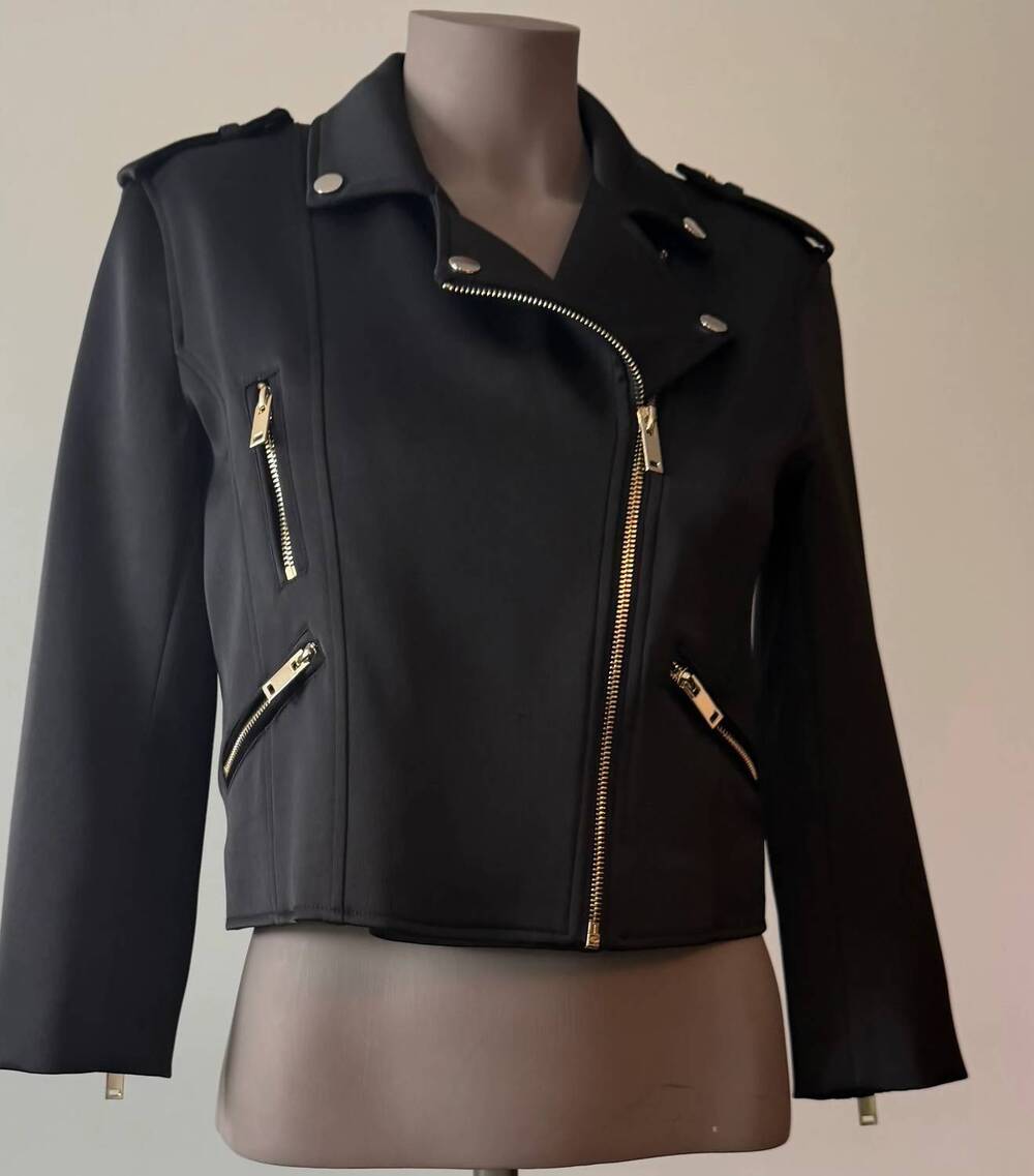 NEW GENERATION LOVE women's kassandra satin moto jacket in black